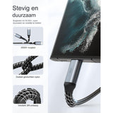 USB-C naar USB-C Kabel [3-Pack / 0.3M + 1M + 2M] - Gevlochten 60W Snel Opladen - Geschikt voor Samsung Galaxy, Google Pixel, Huawei - Niet voor Video-Uitvoer