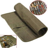 School Pennenzak - 30 Gaten Penseel, Kantoorbenodigdheden Tas Oprolbaar Canvas Penseelhouder Tekenen Pen Aquarel Olieverf Borstel Houder, Ideaal voor het Organiseren en Beschermen van Kunstbenodigdheden