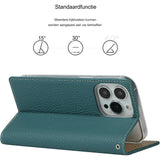 Beschermend iPhone 13 Pro Max Lederen Hoesje - Multifunctioneel Portemonnee Design met Kaarthouder - Flip Folio Echt Leren Cover voor iPhone 13 Pro Max - Blauw met Creditcardgleuven - Voor Zowel Mannen als Vrouwen