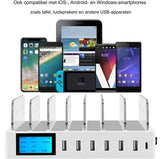 Krachtige USB-Oplaadstations voor Meerdere Apparaten - 7 Poorten met 7 Korte Kabels - Laadstation voor Meerdere Apparaten, Snellader, 70 W QC3.0 Bureau-Oplaadstation - Geschikt voor iPhone, iPad, Samsung en Meer