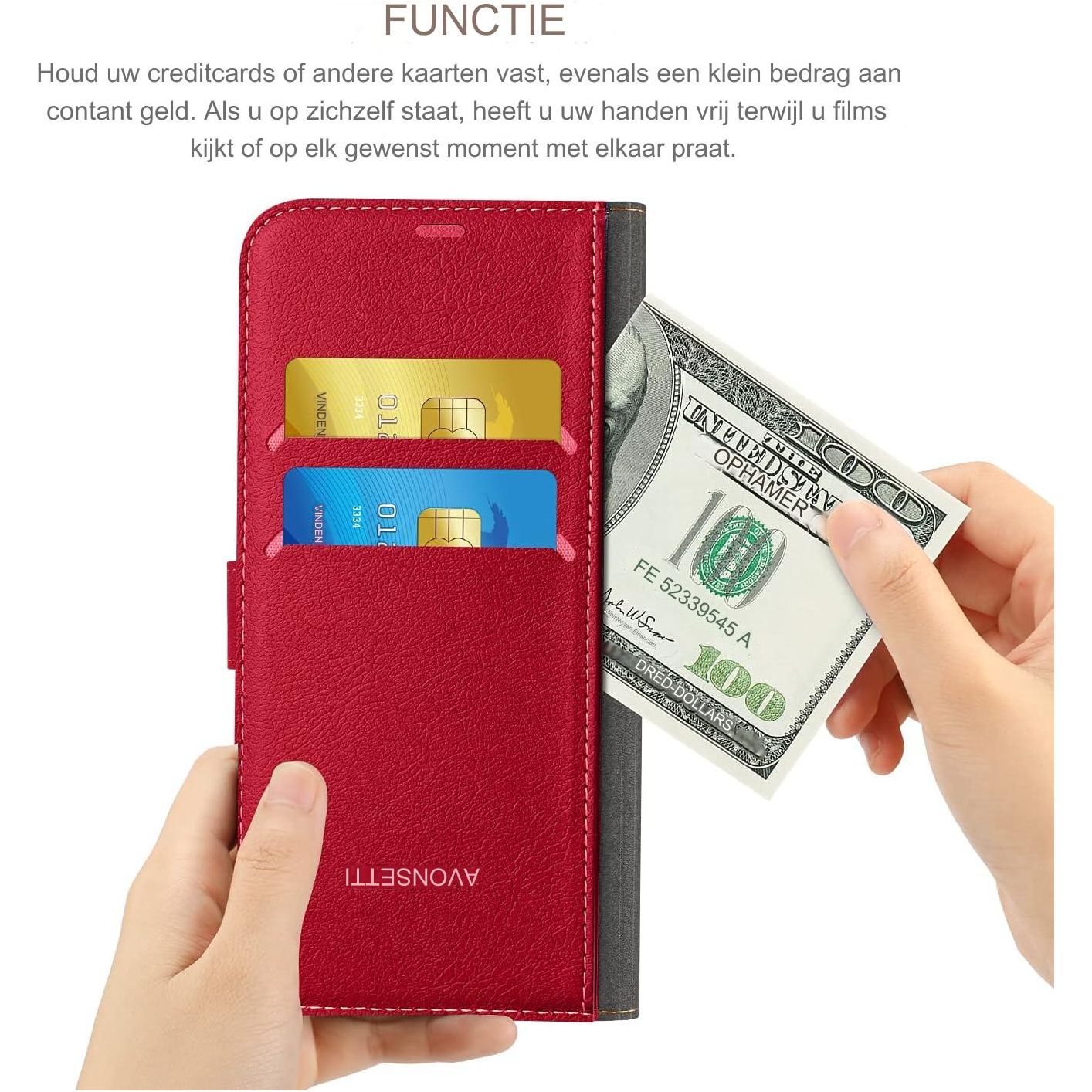 1-Stuks Hoesje voor Samsung Galaxy S9 Plus, Luxe Lederen Vouwbare Portemonnee Beschermhoes Telefoonhoesje met [Magnetische Sluiting, Kaartsleuf, Standfunctie] voor Samsung Galaxy S9 Plus (Rood)