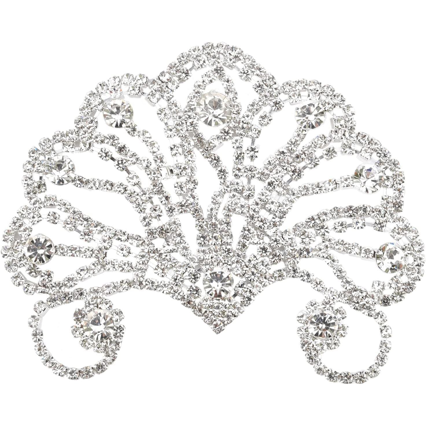 Elegante Zilveren Pauwenstaart Strass Appliques - Kristallen Strass Patches voor Bruidsjurken, Hoofddeksels en Schoenen - DIY Naai-Accessoires