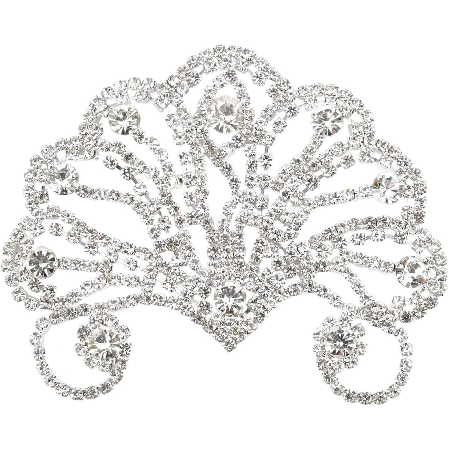 Elegante Zilveren Pauwenstaart Strass Appliques - Kristallen Strass Patches voor Bruidsjurken, Hoofddeksels en Schoenen - DIY Naai-Accessoires
