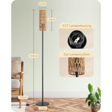 Staande - Lamp - LED - Rattan - Vloerlamp - 165 cm - Hoog - Met - Afstandsbediening - En - E27 - LED - Lamp - Crumpled - Rattan - Kap - Traploos - Dimbaar - 2700K - 6000K - Leeslamp - Voor - Woonkamer - Slaapkamer - Energieklasse - E