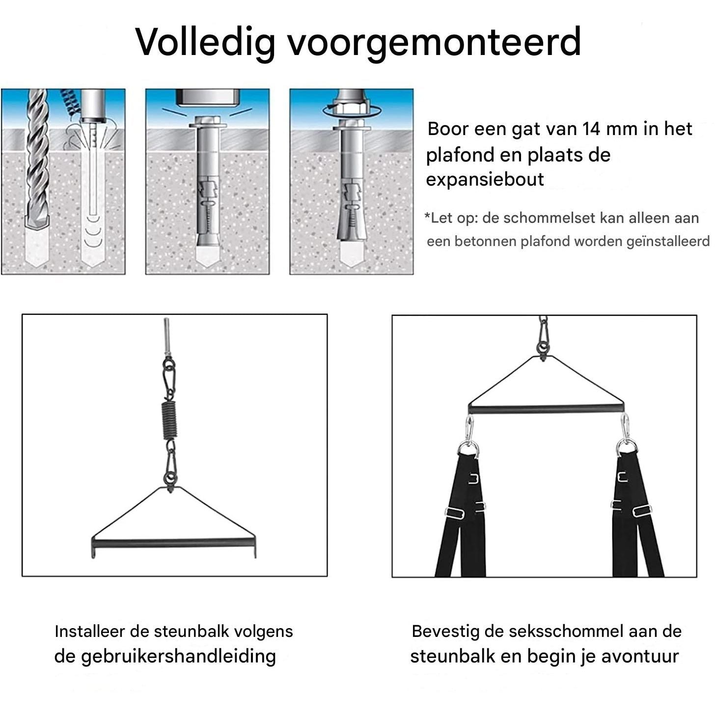 360° Draaibare LoveSwing – Luxe Hangschommel met Fluwelen Voering - Seksschommel  - Love Schommel Stalen Steun & Verstelbare Riemen – Tot 270 kg Draagvermogen – Derde Generatie Indoor Erotische Schommel voor Koppels