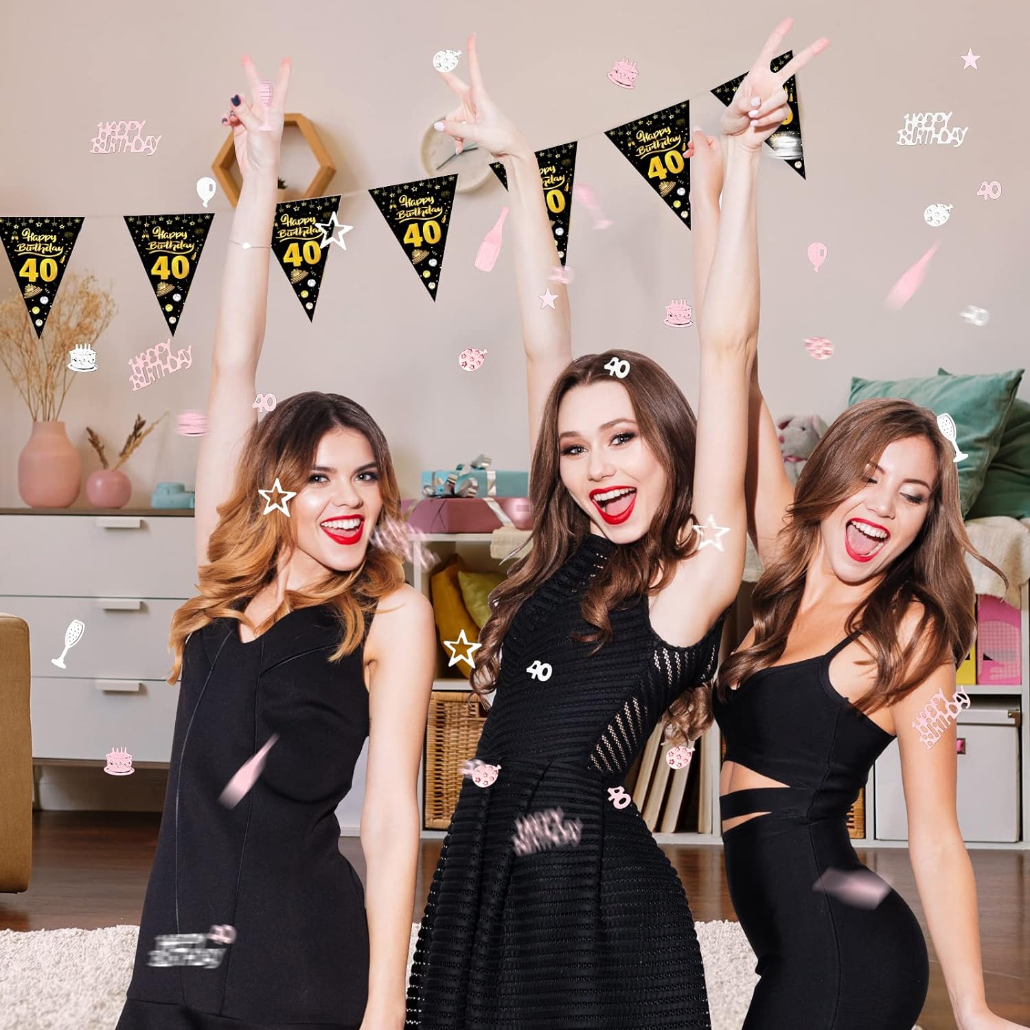 40ste Verjaardag Confetti Set - Schitterend Roségoud & Zilver Thema - Luxe Tafeldecoratie - Unisex Design Geschikt voor Vrouw & Man - Feestelijke Versiering voor Jubileum - Decoratieve Confettimix voor Verjaardagsfeest