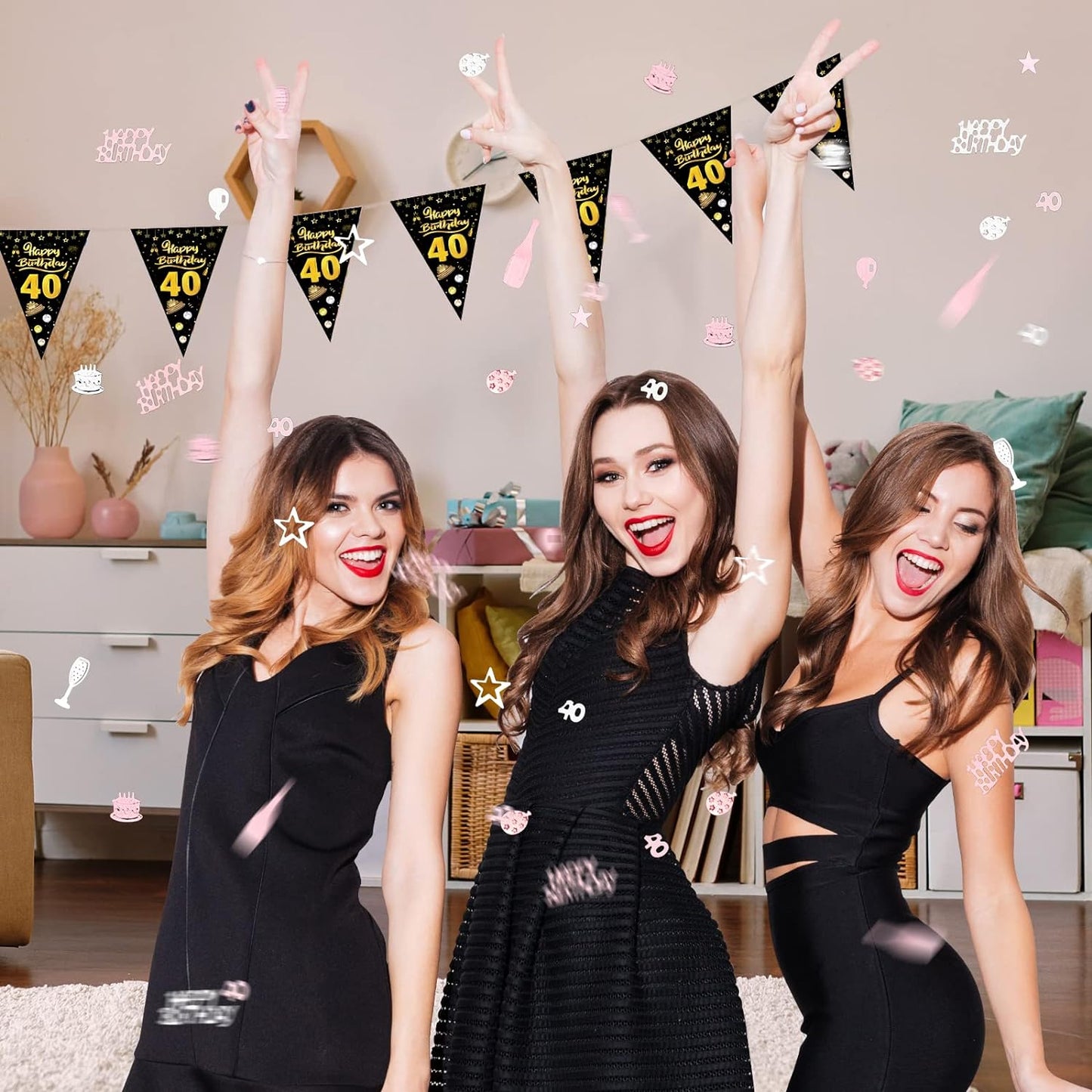 40ste Verjaardag Confetti Set - Schitterend Roségoud & Zilver Thema - Luxe Tafeldecoratie - Unisex Design Geschikt voor Vrouw & Man - Feestelijke Versiering voor Jubileum - Decoratieve Confettimix voor Verjaardagsfeest