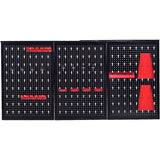 3-Delige Gereedschap Wandhouder - TL32992 Metalen Gereedschapsbord Zwart - Gereedschap Pegboard voor Garage en Werkplaats - Inclusief 8 Haken en 9 Ophangpanelen - Stevig Gereedschapsrek voor Zware Belasting en Ruimtebesparing