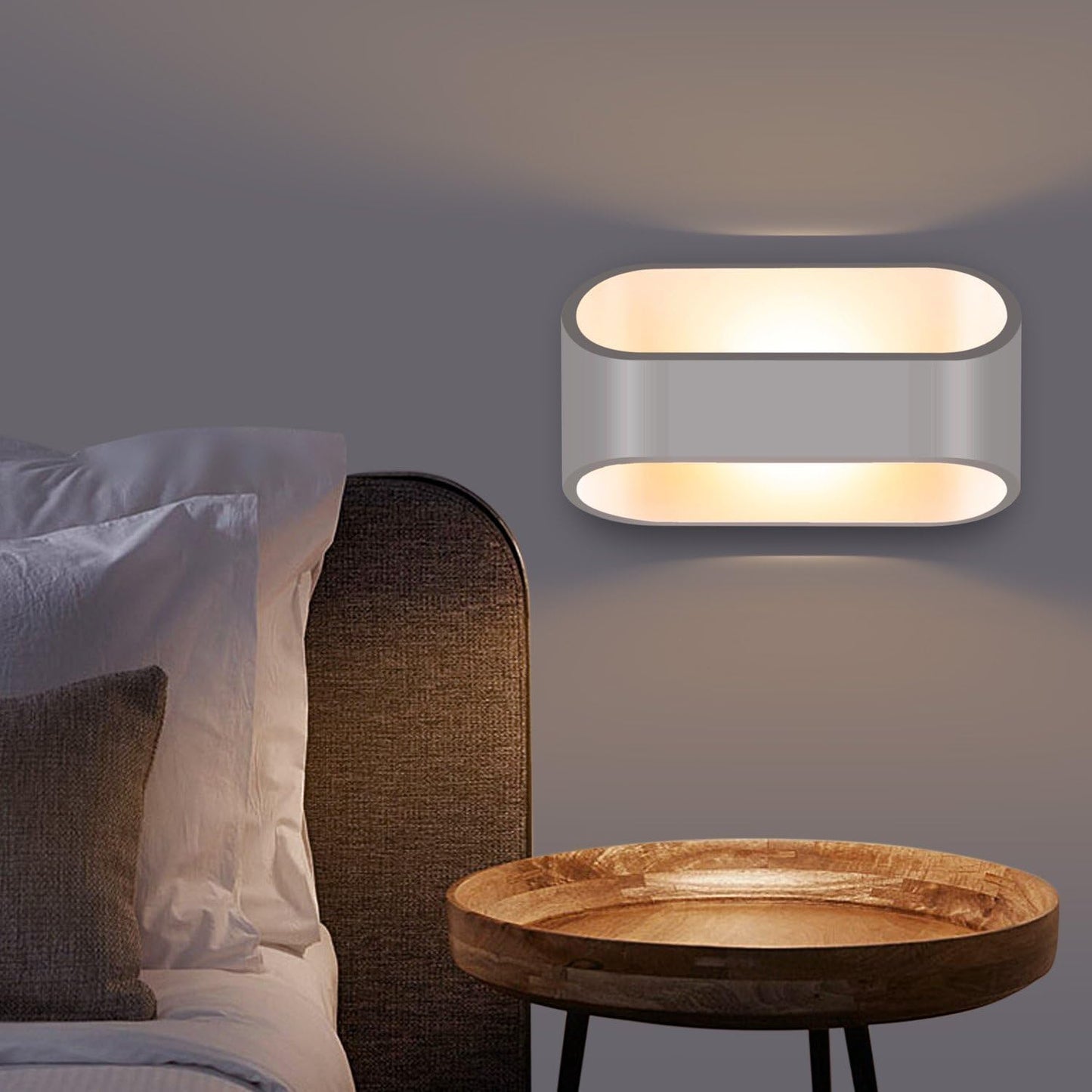 Moderne Wandlamp - 5W LED Wandlamp Voor Binnen - Dimbaar - Inclusief Warm Licht LED Lamp - Aluminium Behuizing - Sfeerverlichting Voor Slaapkamer, Hal, Studio, Gang - 220V - Witte Kleur - Energiezuinig Design