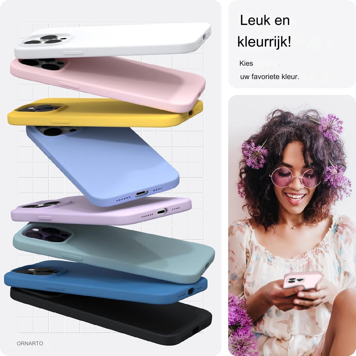 Premium Siliconen Hoesje Voor iPhone 14 & iPhone 14 Pro (6.1 Inch) – Slank & Lichtgewicht Design – Driedubbele Bescherming Tegen Stoten En Krassen – Zachte Grip Met Vloeibaar Siliconen Materiaal – Modieuze Krijtroze Cover Met Perfecte Pasvorm