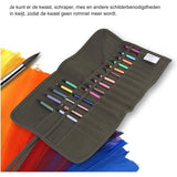 School Pennenzak - 30 Gaten Penseel, Kantoorbenodigdheden Tas Oprolbaar Canvas Penseelhouder Tekenen Pen Aquarel Olieverf Borstel Houder, Ideaal voor het Organiseren en Beschermen van Kunstbenodigdheden