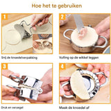 9-Delige Dumpling en Ravioli Maker Set - Roestvrij Staal - Inclusief Deegroller, Dumplingvormen en Deegsnijders - Professioneel Keukengereedschap voor Makkelijk en Snel Dumplings Maken