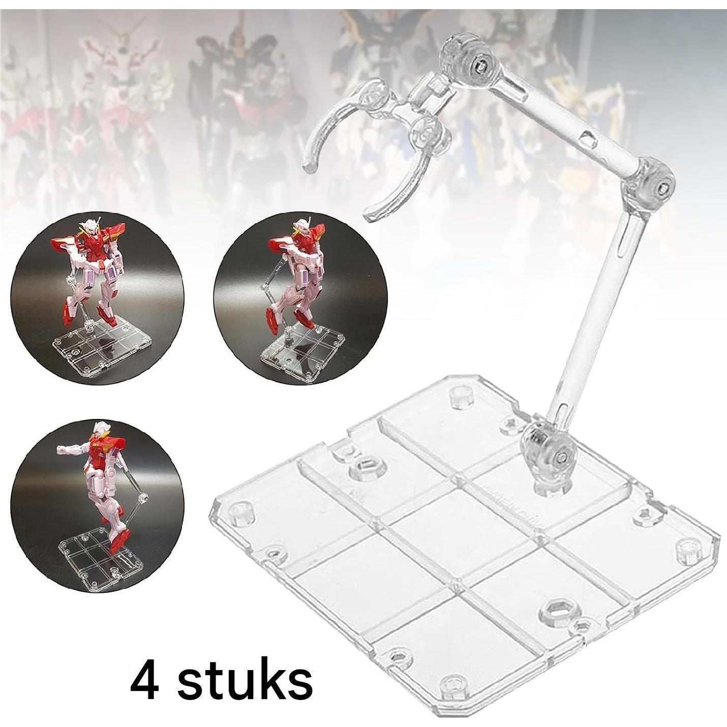 4 Stuks Transparante Action Figures Stand - Plastic Display Standaards - Stabiel en Praktisch - Geschikt voor Actiefiguren en Poppen - Creëer Dynamische Exhibitiescènes