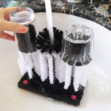 Glazenspoelborstel met 3 Nylon Borstels – Zuignapvoet voor Spoelbak – Ø 17 cm x 17,5 cm – Krasvrije Reiniging voor Bierglazen, Wijnglazen &amp; Mokken – Horecakwaliteit