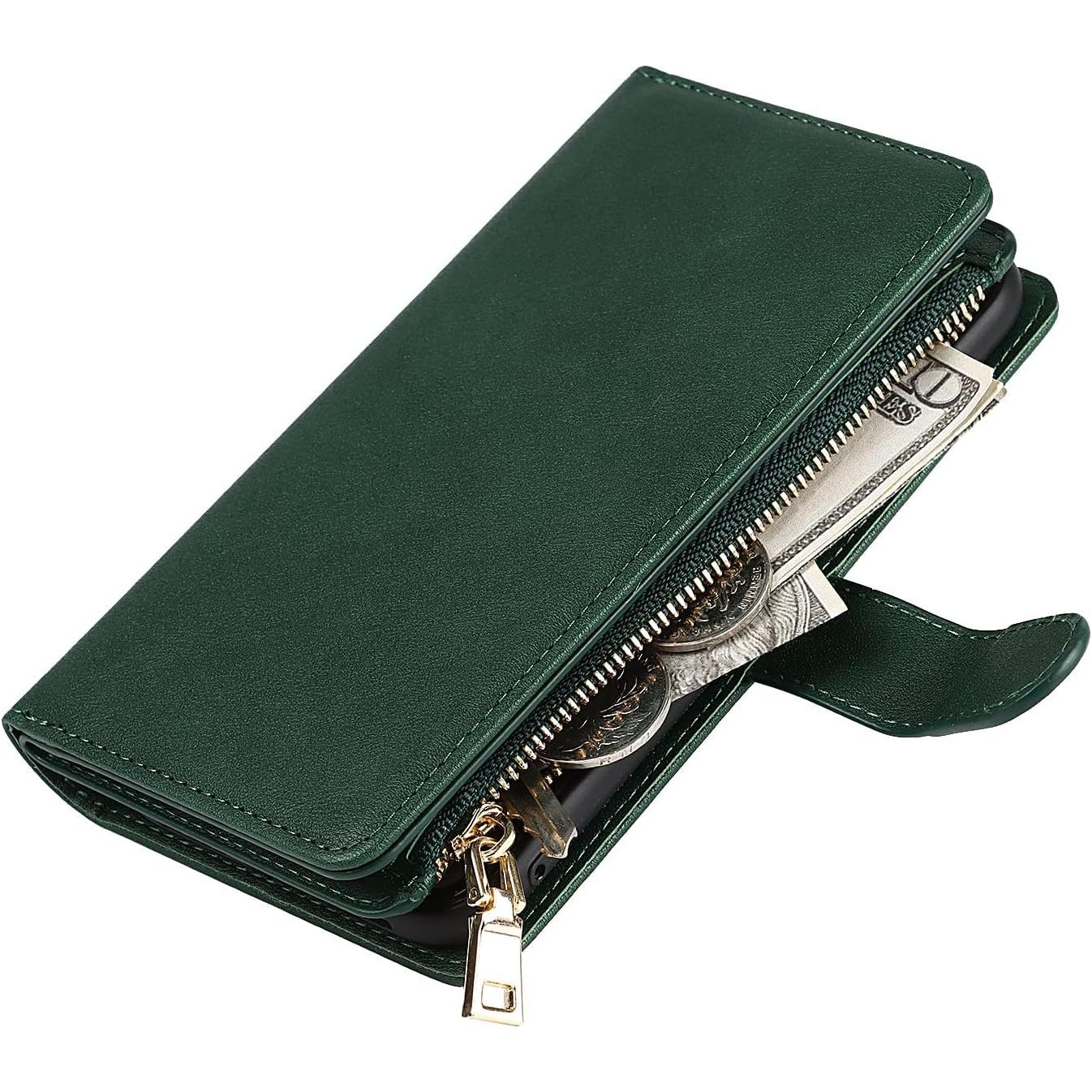 Praktisch Mobiel Hoesje met Strap voor iPhone X/XS - Multifunctionele Flip Leren Portemonnee Case - Beschermende Cover met [9 Kaartvakken] en Magnetische Sluiting - Donker Design - Handige Telefoonketting Accessoire voor Stijlvolle Bescherming
