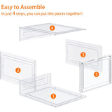 6 Stuks - Hard-Plastic Schoenendozen - Opvouwbare en Stapelbare Opbergbox - Transparante Schoenboxen - Schoenendoos voor Sneakers - Hakken - Platte Schoenen - Magnetische Deur - Maat Tot 46 - 34.5 x 27 x 19 cm