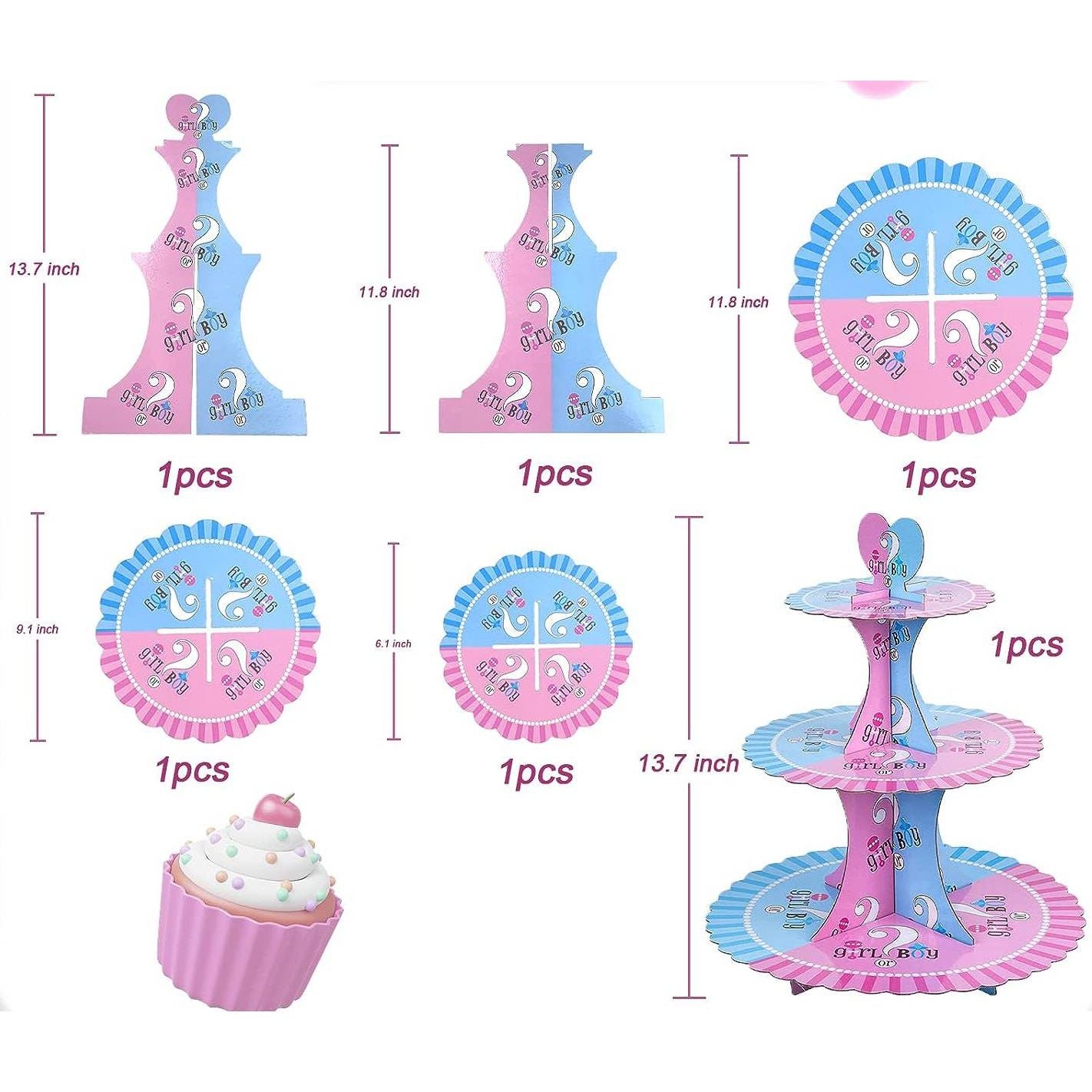 Jongen of Meisje Servies Party Tafelgerei - Compleet Baby Shower Set met Cupcake Stand, Tafelloper, Decoraties en Meer