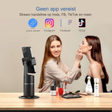 Auto Face Tracking Phone Holder - 360° Rotating Camera Mount for Live Streaming and Vlogs - Smart AI Tracking, No App Required - Adjustable Phone Mount with Rechargeable Battery for Video Calls and Social Media