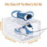 6 Stuks - Hard-Plastic Schoenendozen - Opvouwbare en Stapelbare Opbergbox - Transparante Schoenboxen - Schoenendoos voor Sneakers - Hakken - Platte Schoenen - Magnetische Deur - Maat Tot 46 - 34.5 x 27 x 19 cm