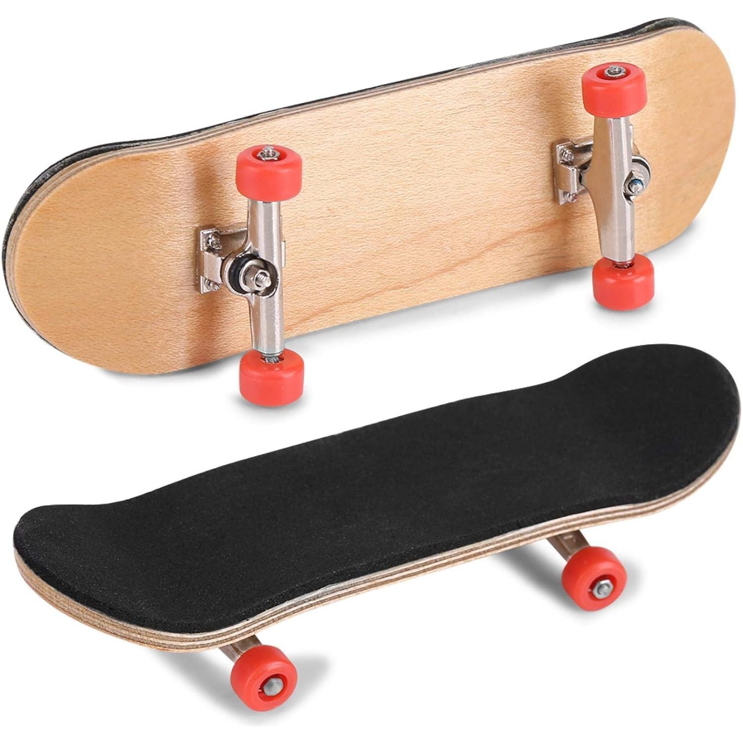 Set van 2 Finger Skateboards - 5-laags Esdoornhout en Legering - Inclusief Opbergdoos - Anti-slip Fingerboards voor Ontspanning en Stressverlichting - Perfect Cadeau voor Kinderen