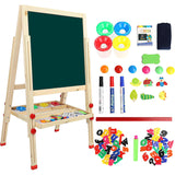 2-in-1 - Dubbelzijdige Kunst Easel - Verstelbare Hoogte - Kinder Schoolbord en Whiteboard - Magnetische Tekentafel - Inclusief Accessoires, Krijt en Spons - Voor Peuters en Kinderen