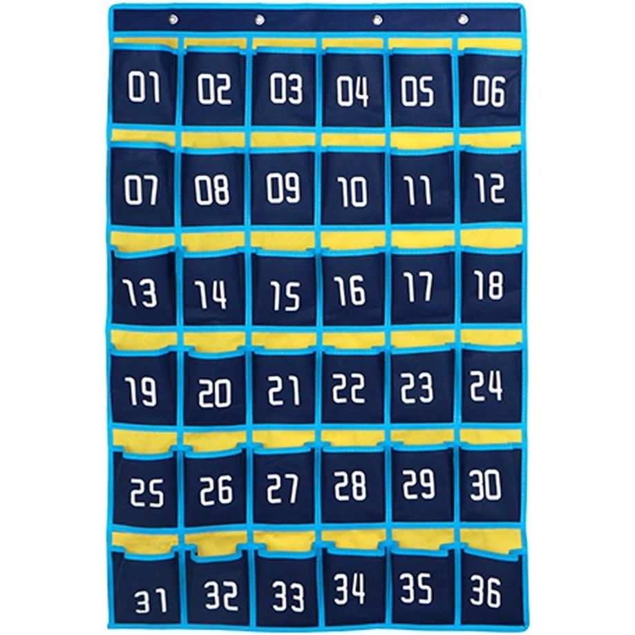 36Vakken Hangende Wandorganizer - Opbergtas voor Mobiele Telefoons en Sieraden - Niet-Geweven Stof - Voor Telefoons, Rekenmachines en Accessoires - Inclusief Haken en Spijkers - Ideaal voor Klaslokaal, Deur en Kast  Verkooptekst: