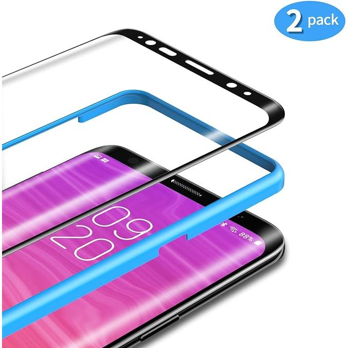 "Set van 2 Screen Protectors voor Samsung Galaxy S8 Plus - 3D Afgerond Gehard Glas, 9H Hardheid, Ultra-helder - Inclusief Positioneringshulp, Anti-Kras, Anti-Olie en Anti-Bubbel Eigenschappen