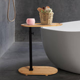 Bamboe Badkuip Tafel - Verstelbare Hoogte - Vrijstaande Badtray - Luxe Badaccessoires - Stabiel Metaalframe en Houten Design - Voor Hot Tub, Bad, Slaapkamer of Woonkamer