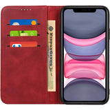 Hoesje voor iPhone 11 - Premium Magnetisch Flip Lederen Portemonnee Hoesje, [3 Kaartsleuven] [Staande Functie] [Schokbestendig TPU] Hoesje voor iPhone 11 – Rood + Zwart, Luxe Bescherming met Handige Portemonnee en Schokbestendige TPU Binnenkant