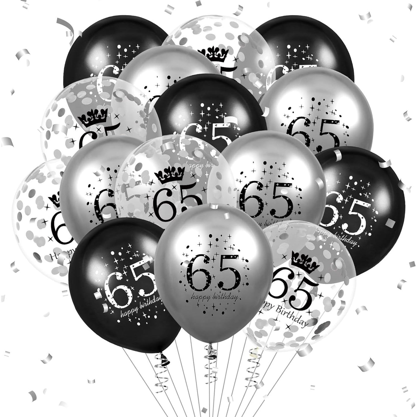 65 Jaar Verjaardag Confetti Ballonnen Set - 30cm - Perfect voor 65ste Verjaardagsfeest Decoraties