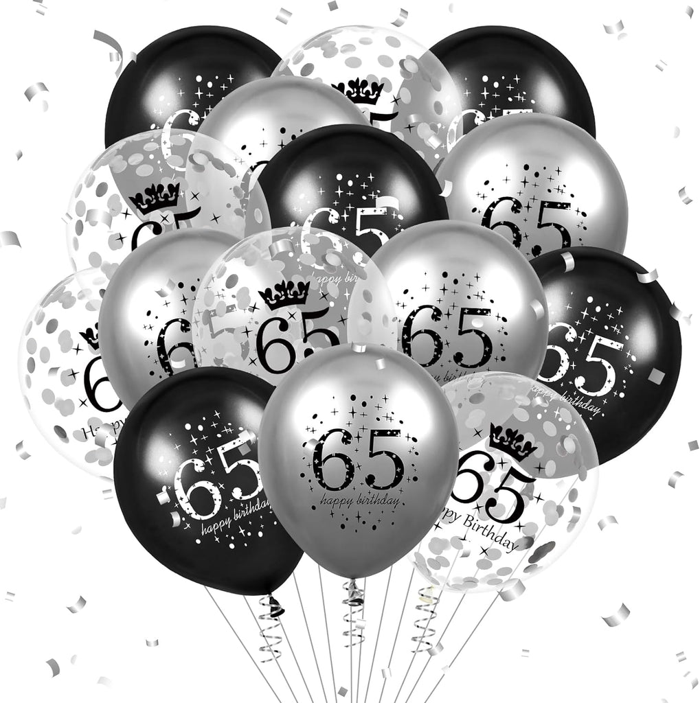 18 Delig - Confetti Ballonnen Set - 65e Verjaardag - 30cm - Perfect voor 65ste Verjaardagsfeest Decoraties