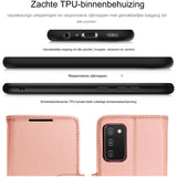 Portemonnee Lederen Hoesje voor Galaxy A02s - Flip Beschermhoes met Portemonnee Kaarthouder, Stand en Polsband - Roségoud PU Lederen Hoesje met Magnetische Sluiting Ontworpen Voor Samsung A02s, Luxe Bescherming, Handige Stand, Veilige Sluiting