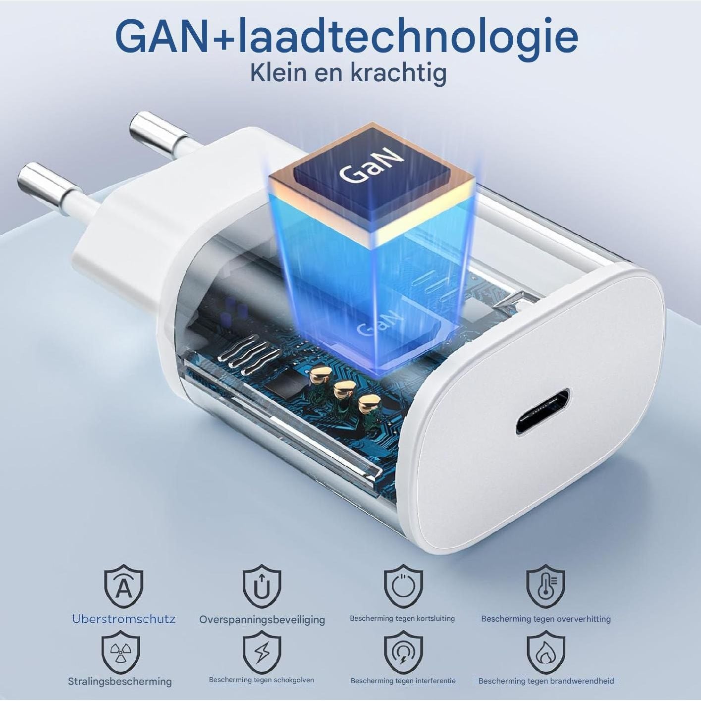Krachtige USB-C Oplader - Tablet / Smartphone Lader - 25 W USB C Snellader - PD 3.0 Power Adapter - Stekker - Laadstekker - USB-C Voeding - Geschikt Voor iPhone 15 Pro/15 Pro Max/14 Plus/13/12/11/iPad/Samsung/Google Pixel - Compact en Draagbaar
