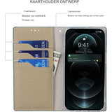 Beschermend iPhone 13 Pro Max Lederen Hoesje - Multifunctioneel Portemonnee Design met Kaarthouder - Flip Folio Echt Leren Cover voor iPhone 13 Pro Max - Blauw met Creditcardgleuven - Voor Zowel Mannen als Vrouwen