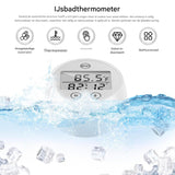 2-in-1 Digitale Watertemperatuurmeter met Timer – Waterdichte Thermometer met LCD-Display voor IJsbad, Zwembad en Sauna – Automatische en Handmatige Tijdmeting – Celsius &amp; Fahrenheit Instelbaar – Inclusief Batterijen – Wit