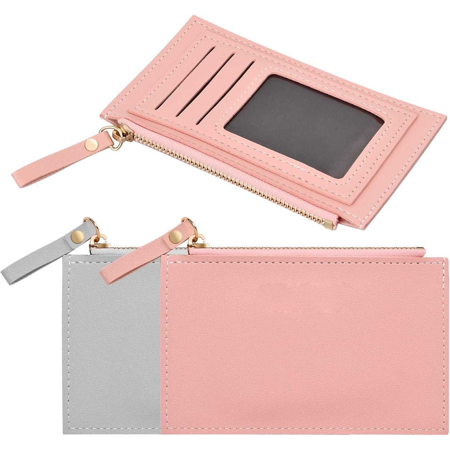 2 Stuk Elegante Dames Portemonnee Set in Beige & Grijs - 2 Stuks van Hoogwaardig Leer, Maat M, Met Minimalistisch Design - Perfecte Afmeting 9x14cm voor Dagelijks Gebruik & Stijlvolle Organisatie