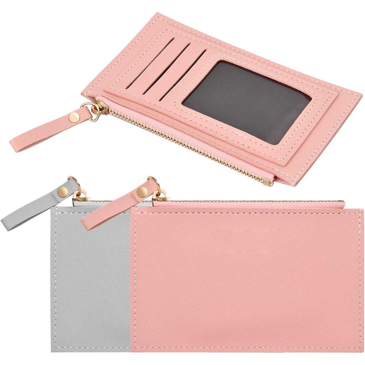 2 Stuk Elegante Dames Portemonnee Set in Beige & Grijs - 2 Stuks van Hoogwaardig Leer, Maat M, Met Minimalistisch Design - Perfecte Afmeting 9x14cm voor Dagelijks Gebruik & Stijlvolle Organisatie