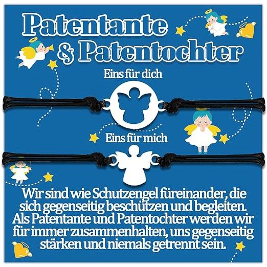 2 Stuks - Armband Voor Peettante, Peetdochter Geschenken voor Peetkind, Peettante, Armbanden, Verjaardagscadeau Ideeën, Hart Beschermengel Sieraden, Vrouwensieraden Set voor 2 Dames