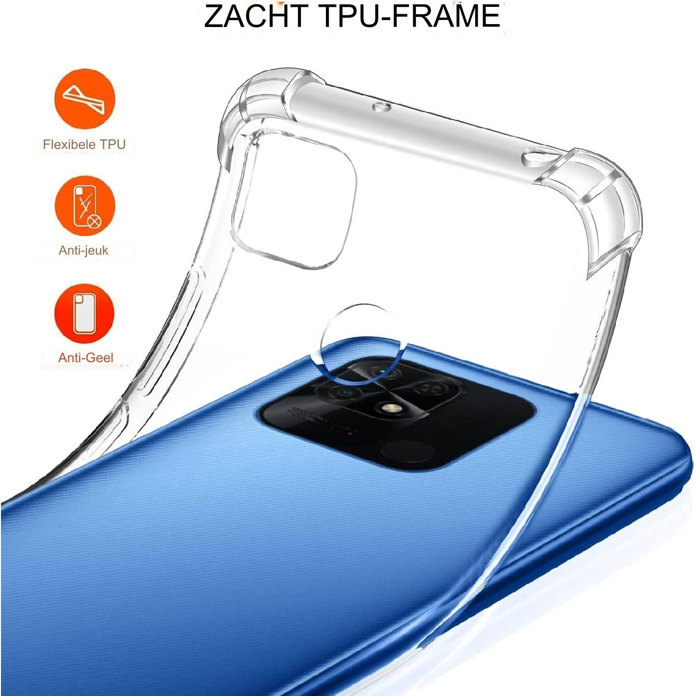 Complete Beschermingsset voor Xiaomi Redmi 10A / 9C / 9C NFC: Ultra-Dunne Transparante TPU Siliconen Hoes met 3 Stuks Gehard Glas Screenprotectors