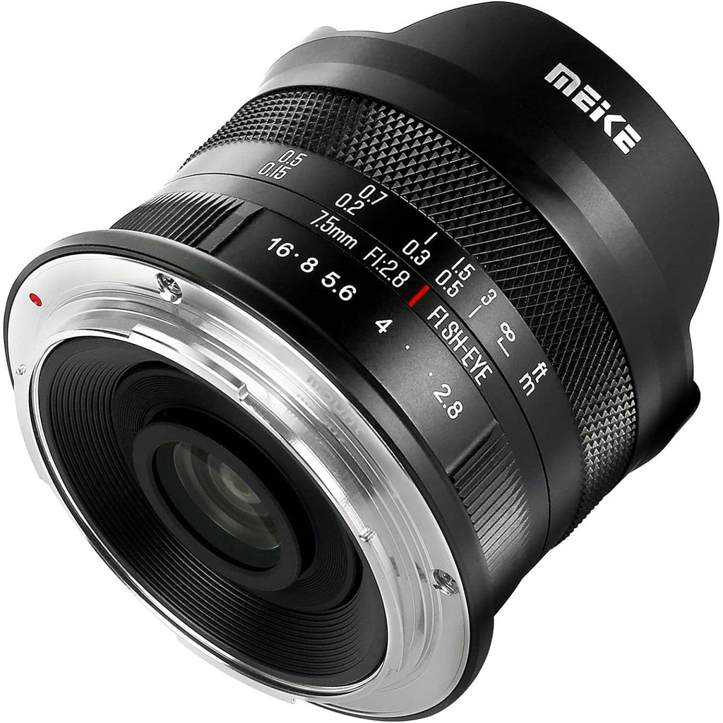 Meike 7.5mm F2.8 Ultra Wide-Angle Fisheye Lens - Met Handmatige Focus - Speciaal Ontworpen voor Canon RF-Mount Camera’s - Ideaal voor Landschapsfotografie en Creatieve Beelden - Robuust en Compact Design - Hoge Beeldkwaliteit met Uitzonderlijke Scherpte