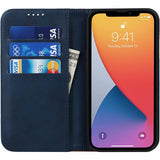 Hoesje voor iPhone 13 Pro max - Flip Portemonnee Lederen Hoesje met [3 Kaartsleuven][Staande Houder][Magnetische sluiting], Lederen Telefoonhoesje voor iPhone 13 Pro max - Blauw+Geel, Hoogwaardig Leer, Handige Stand, Veilige Sluiting, Luxe Bescherming