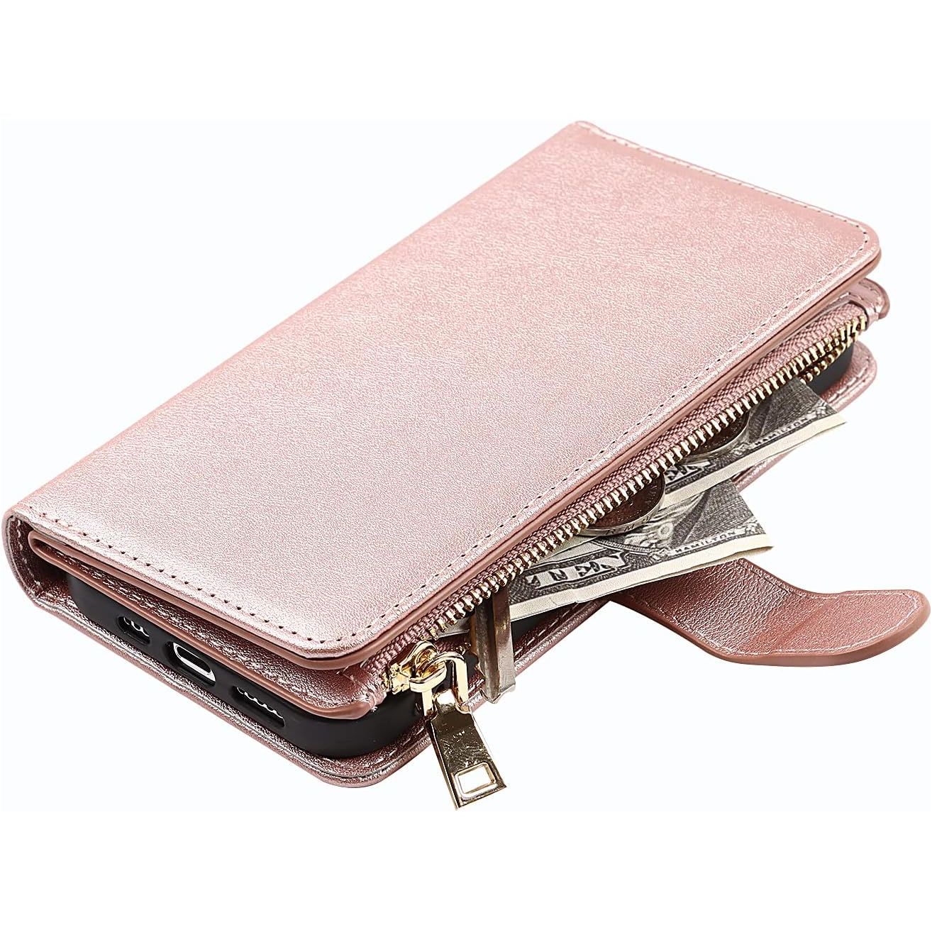 Mobiele Telefoonketting iPhone 14 Pro (6.1 Inch) Hoesje met Riem - Mobiele Telefoon Hoesje iPhone 14 Pro - Flip Leren Portemonnee Hoesje - [9 Kaartsleuven] [Magnetische Sluiting] - Flip Hoesje Beschermhoes voor iPhone 14