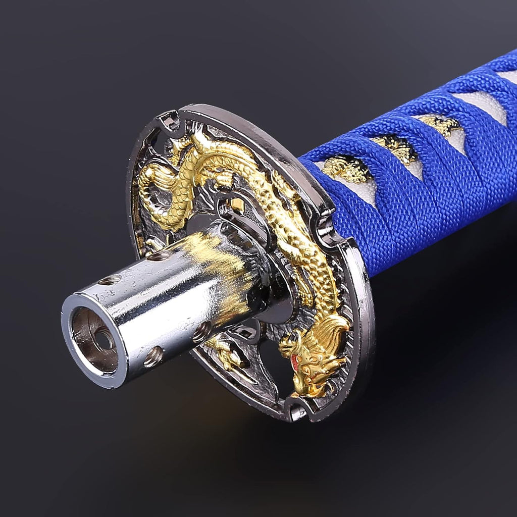 Zwaard Auto Versnellingspookknop - Universeel Samurai Zwaard Ontwerp - Duurzame Aluminium Legering - Stijlvolle Upgrade voor Je Auto - Blauw Wit