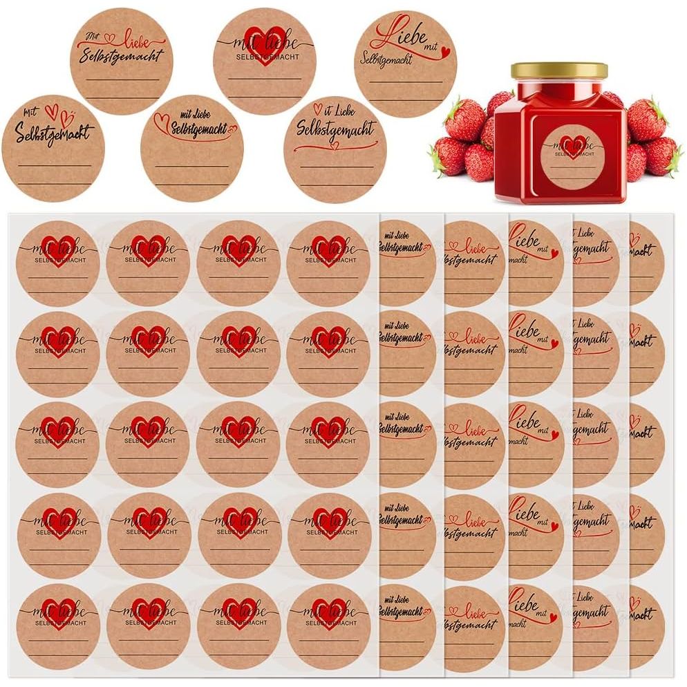 600 Stuks Ronde Kraft Jam Labels Voor Jampotten - Zelfklevende Stickers Voor Jam, Inmaakpotten en Cadeaus - Blanco Kraft Etiketten - 6 Verschillende Stijlen - Bruin - Natuurlijke Kraft Papieren Stickers - 30 Vellen x 20 Labels Per Vel