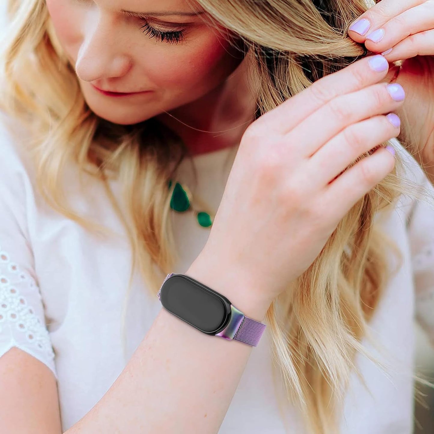 Roestvrij Stalen Polsband Vervangingsbandje - Voor Xiaomi Mi Band 8 - Hoogwaardig Metaal - Duurzaam en Stijlvol - Verstelbare Sluiting - Comfortabel en Ademend - Geschikt voor Dagelijks Gebruik - Elegant en Functioneel - Universele Pasvorm