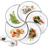 Set van 5 Keramische Dinerborden – Unieke Halve Maan Vorm – Stapelbare Serviesborden voor Sauzen, Snacks, Voorgerechten en Desserts – Duurzaam, Vaatwasser- en Magnetronbestendig, 22×21,5 cm