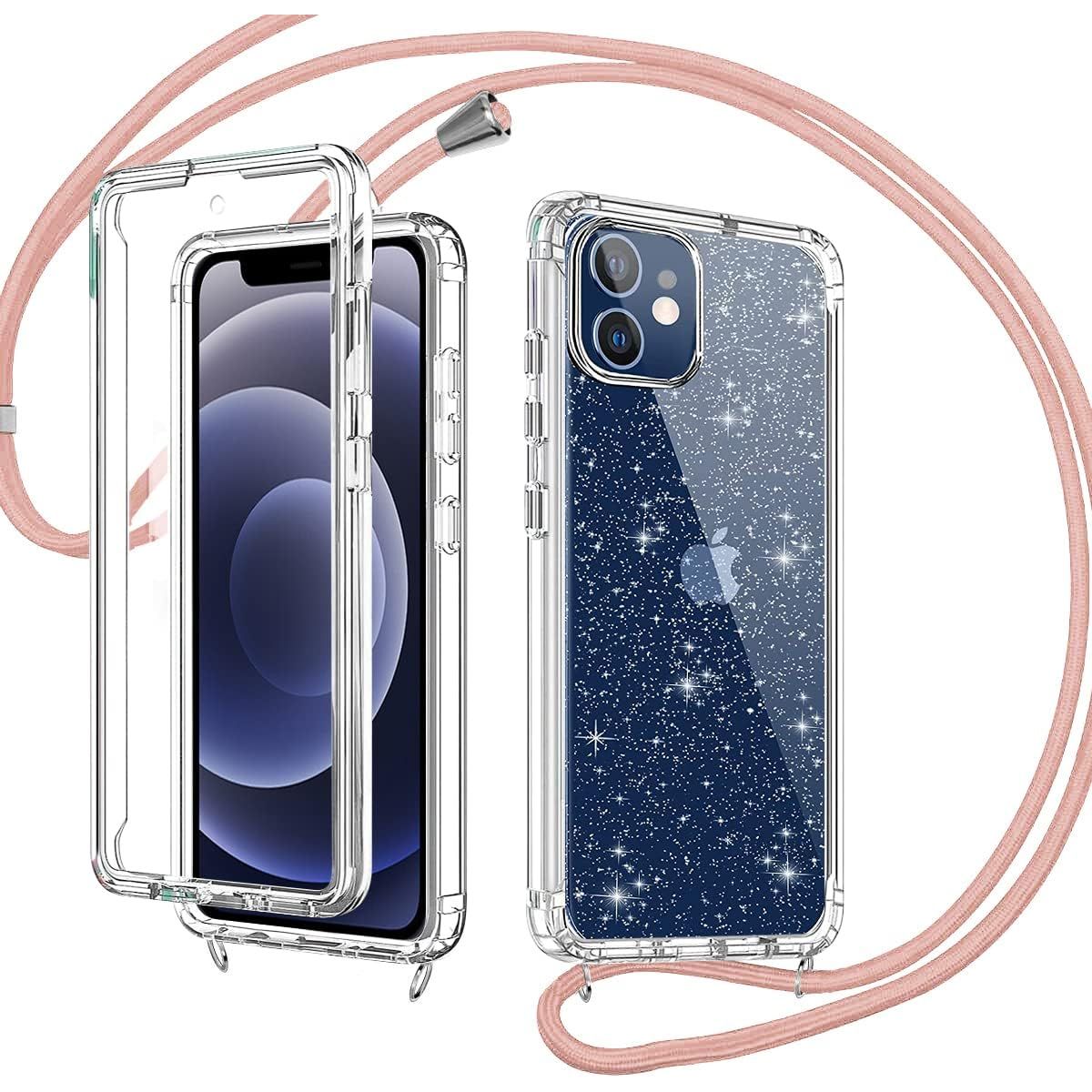 Schitterende Mobiele Telefoon Ketting voor iPhone 11 Pro Max Hoesje - Mobiel Hoesje met Bandje voor iPhone 11 Pro max Ingebouwde Schermbeschermer - 360 Graden Siliconen Schokbestendige Bescherming