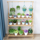 Bamboe Plantenrek – 3-Laags Opvouwbare Plantenstandaard – Plantentrap met Ophangrek – Bloementrap voor Binnen & Buiten – Houten Plantenhouder – Decoratief Bloemenrek – 100 x 40 x 96 cm – Inclusief Tuingereedschap & Haken – Ruimtebesparend & Stevig