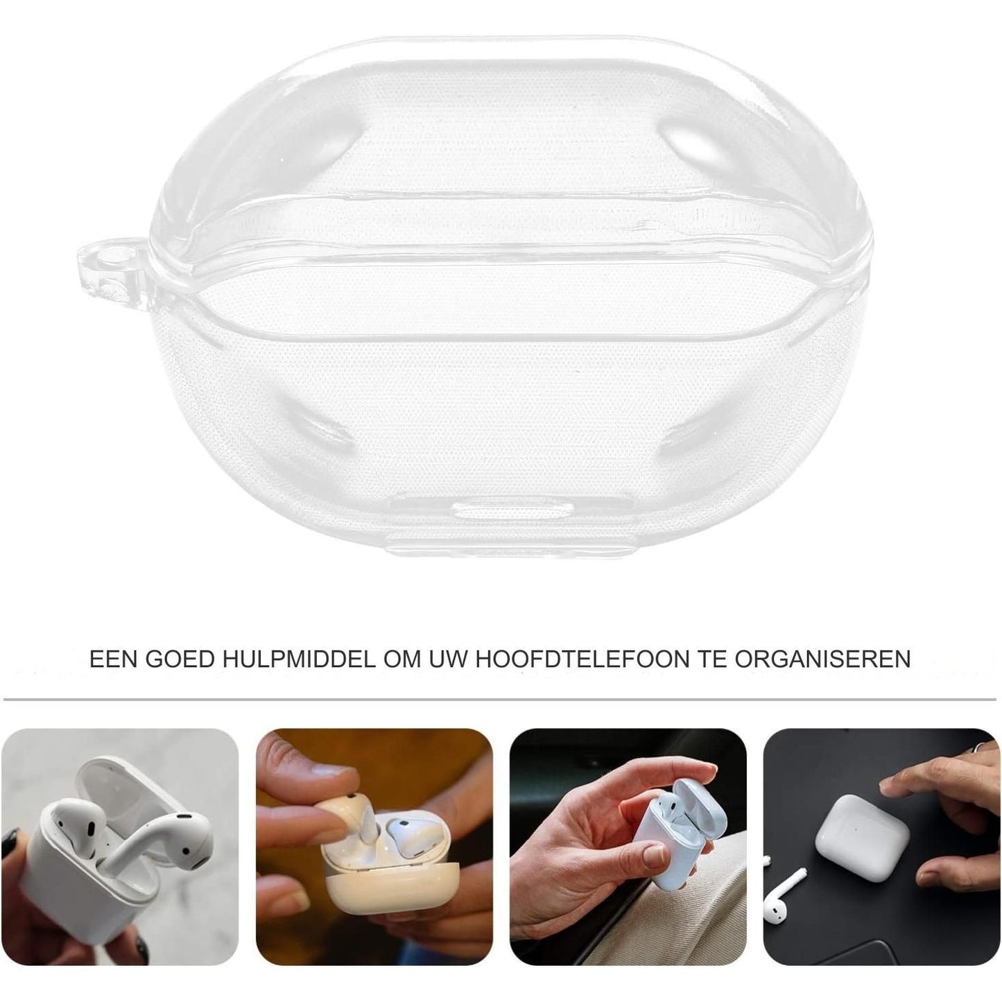 Draagbare Hoofdtelefoon Opbergdoos - Transparante TPU Hoofdtelefoon Draagtas - Compacte Opbergtas voor Draadloze Hoofdtelefoons - Beschermhoes Tegen Stof, Krassen, Stoten en Vocht - Lichtgewicht en Handig voor Reizen - Zachte TPU Beschermhoes Pro2