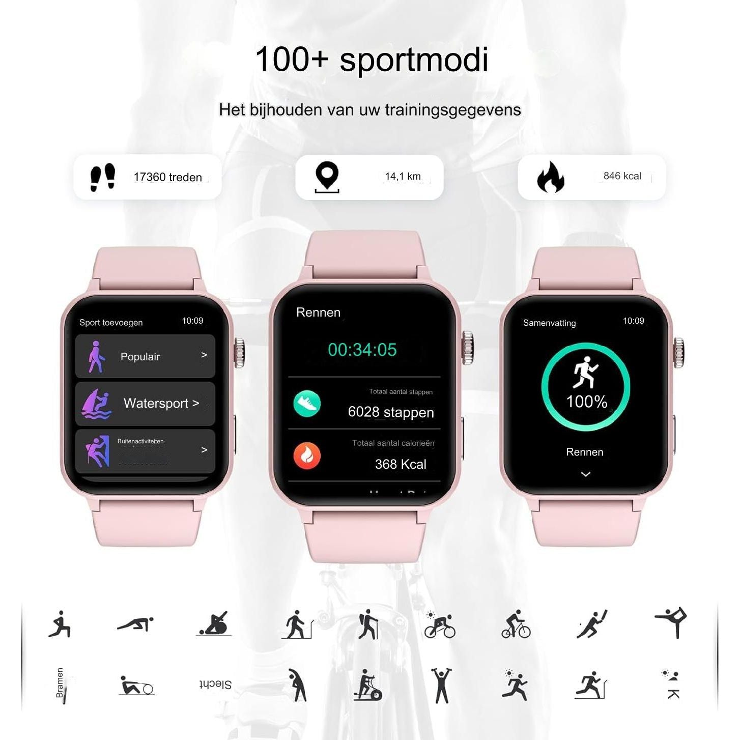 Multifunctioneel Smartwatch  - Met Extra Horlogeband- Bellen/Opnemen - Kunstmatige Intelligentie Stem - 1.85'' Fitnesstracker met SpO2 - Hartslagmeter - Slaapmonitor - Fitnesstracker 100+ Sportmodi - Calorieënteller - Smartwatches voor Android en iOS